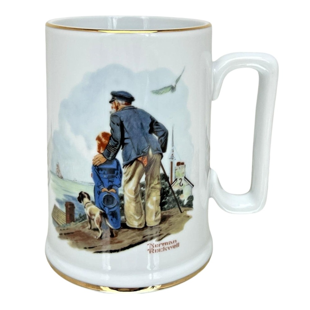 Coffee Mug Norman Rockwell Looking Out to Sea 1985 Museum Collection Vintage